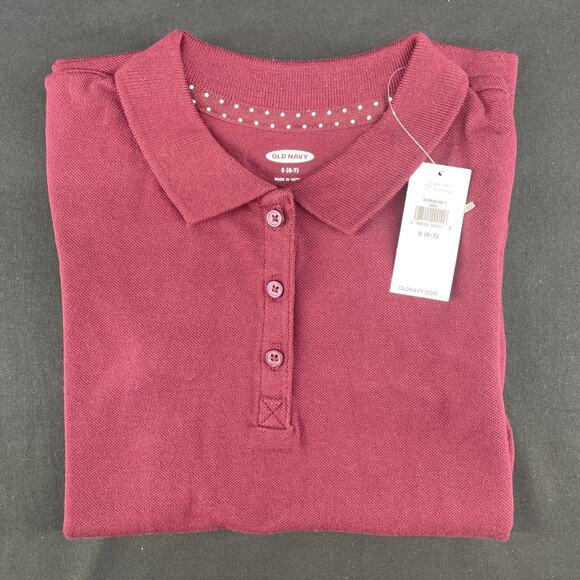 2 Old Navy Boys/Girls Sm 6/7 Burgundy School Uniform Pique Polo Shirts NWT - Picture 3 of 8
